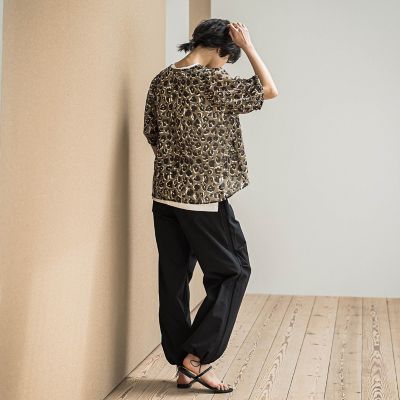レオパード柄フロントリボンブラウス≪洗濯機で洗える≫