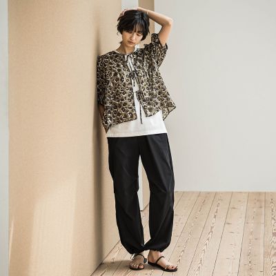 レオパード柄フロントリボンブラウス≪洗濯機で洗える≫
