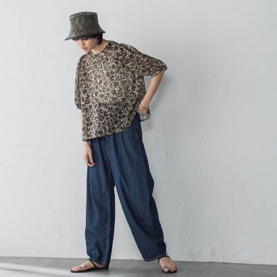 レオパード柄フロントリボンブラウス≪洗濯機で洗える≫