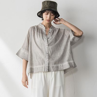 ＜MAYSON GREY（Women）＞タイダイバンドカラーシャツ≪手洗い可能≫