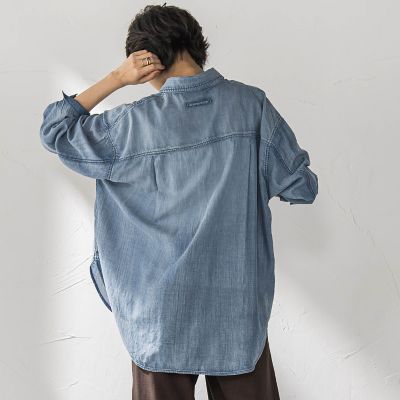 ナチュラルシアーデニムオーバーシャツ≪洗濯機で洗える≫　ブルー メイソングレイ MAYSON GREY シアーデニムオーバーシャツ≪洗濯