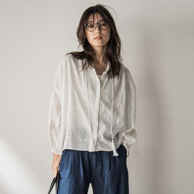 forte_forte 綿シルクローン ボヘミアン 刺繍 ギャザー ブラウス forte_forte 綿シルクローン ボヘミアン 刺繍 ギャザー ブラウス