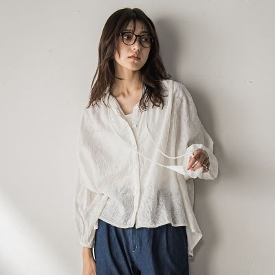 Dot＆Stripes 60コットンボイル 刺繍 ギャザー ブラウス Dot＆Stripes CHILD WOMAN（ドットアンドストライプス