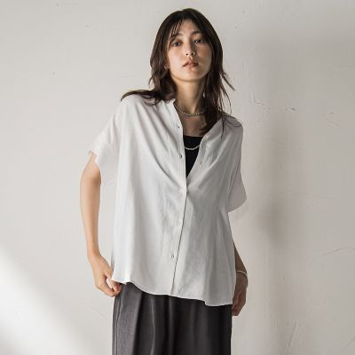 【ＷＥＢ限定】バンドカラーリネンライクシャツ≪洗濯機で洗える≫