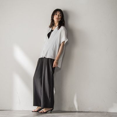 【ＷＥＢ限定】バンドカラーリネンライクシャツ≪洗濯機で洗える≫