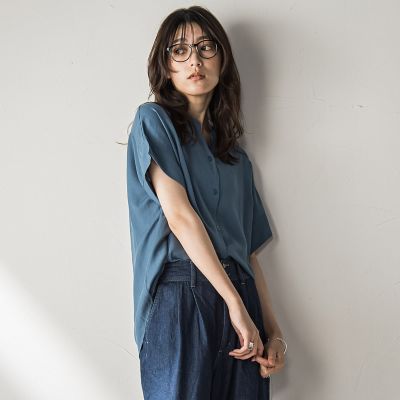 【ＷＥＢ限定】バンドカラーリネンライクシャツ≪洗濯機で洗える≫