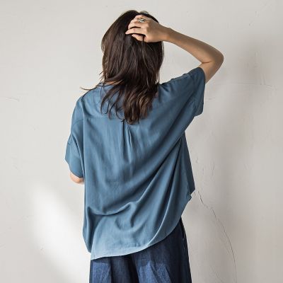 【ＷＥＢ限定】バンドカラーリネンライクシャツ≪洗濯機で洗える≫