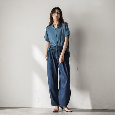【ＷＥＢ限定】バンドカラーリネンライクシャツ≪洗濯機で洗える≫