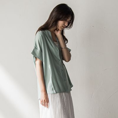 【ＷＥＢ限定】バンドカラーリネンライクシャツ≪洗濯機で洗える≫