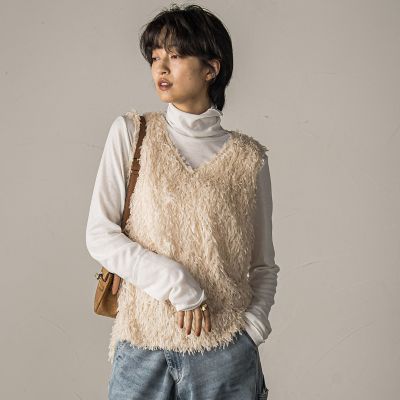 ＜MAYSON GREY（Women）＞フェザーフリンジルーズベスト≪手洗い可能≫