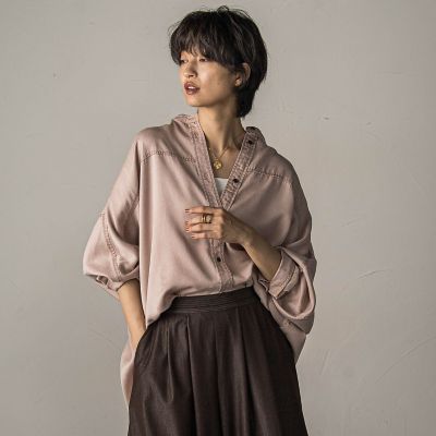 ＜MAYSON GREY（Women）＞カラーデニムドルマンシャツ≪洗濯機で洗える≫