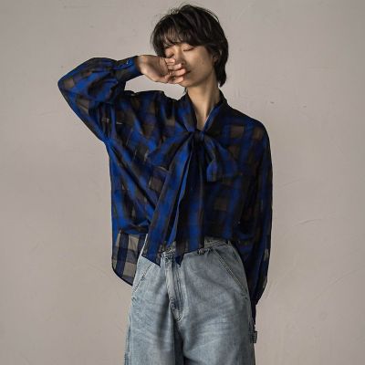 シアーオンブレチェックボウタイブラウス≪手洗い可能≫ | MAYSON GREY