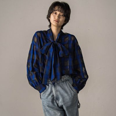 シアーオンブレチェックボウタイブラウス≪手洗い可能≫ | MAYSON GREY