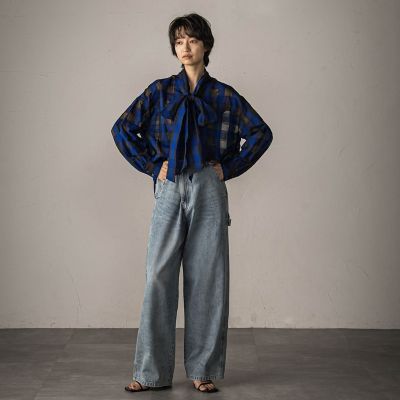 【新品】手洗可 ボウタイブラウス チェック イエロー MACPHEE¥20900 新品】手洗可 ボウタイブラウス チェック イエロー MACPHEE