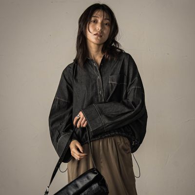 MAYSON GREY（Women）/メイソングレイ ドロストクロップドデニムシャツ&#8810;洗濯機で洗える&#8811; 04ブラック トップス【三越伊勢丹/公式】