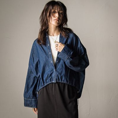 美品 マドモアゼルノンノン　裏起毛生地ストレッチソフトデニムジャケット　L 黒 60th Anniversary Collection】SOFTBRITISHWOOL セーター（WOMEN