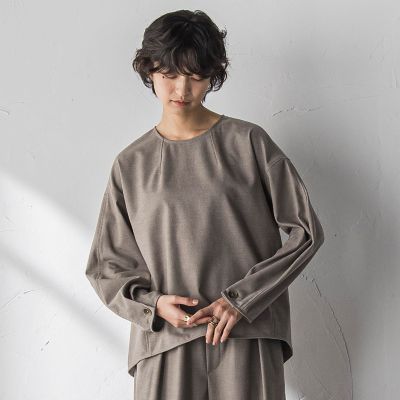 叶えるSET UP】起毛フォルムスリーブブラウス≪手洗い可能