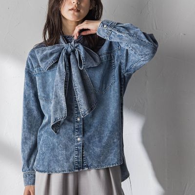 ボウタイ付きデニムシャツ≪洗濯機で洗える≫ | MAYSON GREY（Women