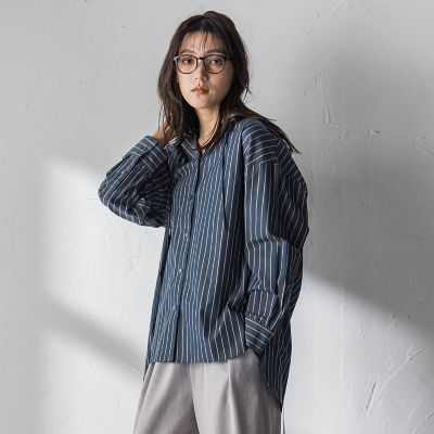 ストライプフーディオーバーシャツ≪手洗い可能≫ | MAYSON GREY