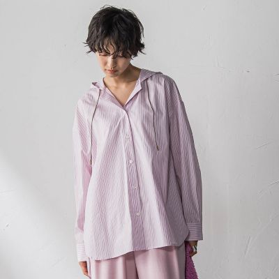 ストライプフーディオーバーシャツ≪手洗い可能≫ | MAYSON GREY