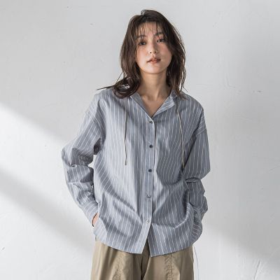 ストライプフーディオーバーシャツ≪手洗い可能≫ | MAYSON GREY