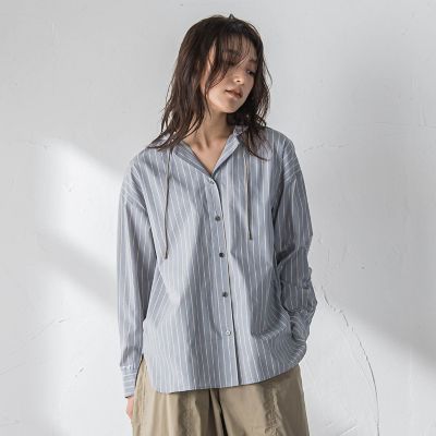 ストライプフーディオーバーシャツ≪手洗い可能≫ | MAYSON GREY