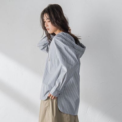 ストライプフーディオーバーシャツ≪手洗い可能≫ | MAYSON GREY