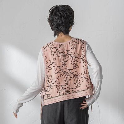 tumugu メッシュ×ボイル刺繍　サイドリボンベスト tumugu:（ツムグ） | キャンブリック×コットンメッシュ 2wayベスト