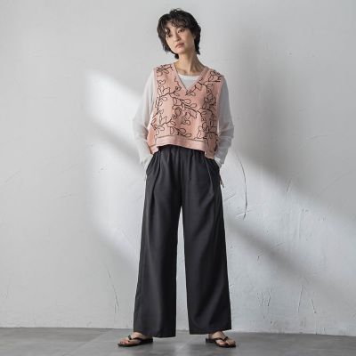 ボタニカル刺繍サイドリボンショートベスト | MAYSON GREY (Women