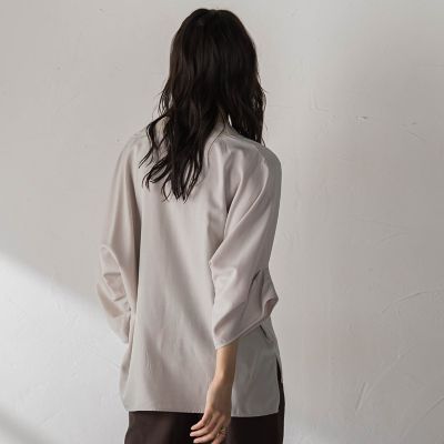 シャンブレーワイドスリーブVネックブラウス | MAYSON GREY（Women