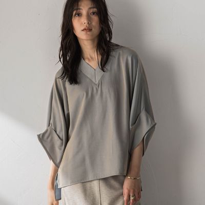 ＜MAYSON GREY（Women）＞シャンブレーワイドスリーブＶネックブラウス