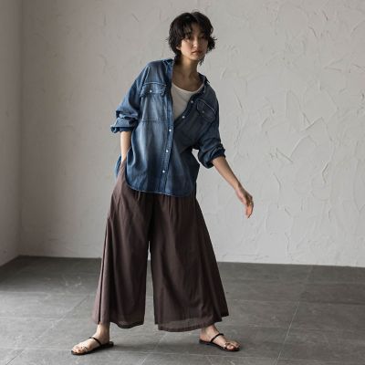 argue Richi Denimシャツプルオーバー　ベージュ　サイズ2 シアーデニムオーバーシャツ | MAYSON GREY (Women)/メイソングレイ