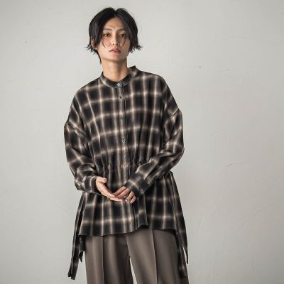 COMMEdesGARCONシャツグレー ウール混紡メタルボタン付ジャケット M チェックウエストマークオーバーシャツ | MAYSON GREY (Women