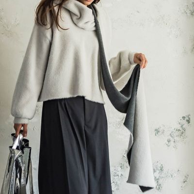 フェザーヤーンWフェイスフーディニットストール≪手洗い可能