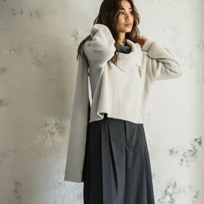 フェザーヤーンWフェイスフーディニットストール≪手洗い可能