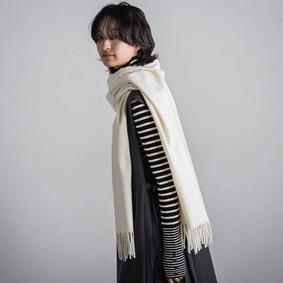 メイソングレイのマフラー白×黒 WEB限定カラーあり】無地ベーシックマフラー | MAYSON GREY