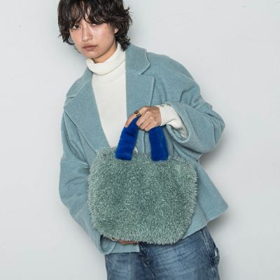 【美品】トッズ パイソンファー コンビネーション ハンドバッグ トート バイカラーフェイクファートートバッグ S | MAYSON GREY (Women