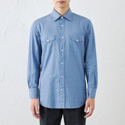 2★ブラームス★シャンブレーガセットポケットシャツ★ブルー★24SS★春 夏★青 2ポケットシャンブレーシャツ | S.ESSENTIALS (Men) /エス