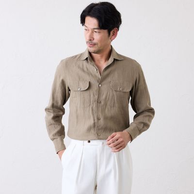 ＜S.ESSENTIALS (Men) ＞リネンワンピースカラーシャツ