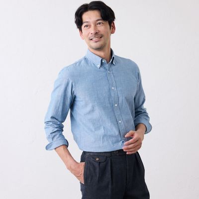 ＜S.ESSENTIALS (Men) ＞ダンガリーボタンダウンシャツ