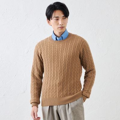 カシミヤクルーネックケーブル | S.ESSENTIALS (Men) /エス