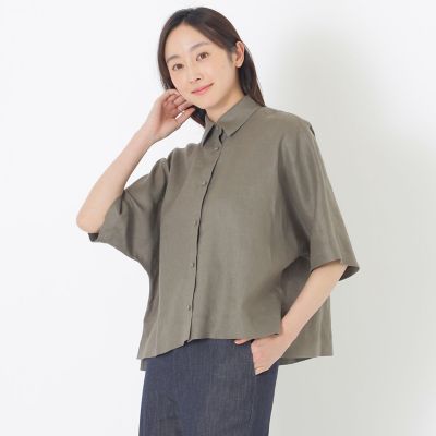 ＜S.ESSENTIALS (Women)＞カラーリネンハーフスリーブシャツ