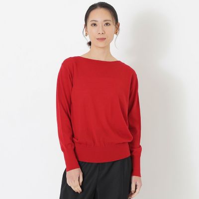 未使用品タグ付き☆JENNE　ボートネック　カットソー　美シルエット　赤　S ボートネックニットプルオーバー | S.ESSENTIALS (Women)/エス