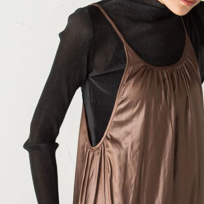 【ｓｏｃｏｌｌａ】レザー風ティアードキャミワンピース≪洗濯機で洗える≫