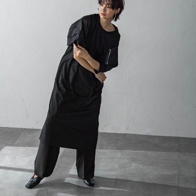 ジャージーアウトジップスリーブワンピース≪洗濯機で洗える≫