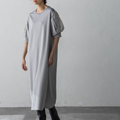 ジャージーアウトジップスリーブワンピース≪洗濯機で洗える≫