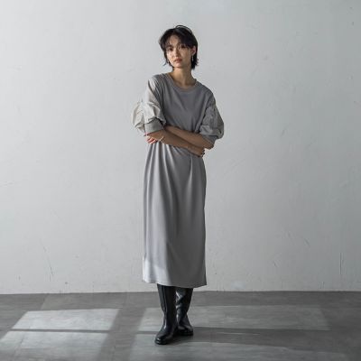 ジャージーアウトジップスリーブワンピース≪洗濯機で洗える≫