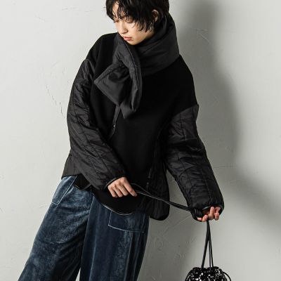 ＜socolla（Women）＞マフラー付ダンボールキルティングジャケット