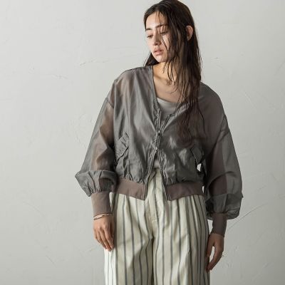 ＜socolla（Women）＞シアーＶネックブルゾン≪洗濯機で洗える≫