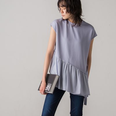 ＜MAYSON GREY（Women）＞【ｓｏｃｏｌｌａ】【ＷＥＢ別注カラー】楊柳アシメヘムドッキングプルオーバー≪洗濯機で洗える≫